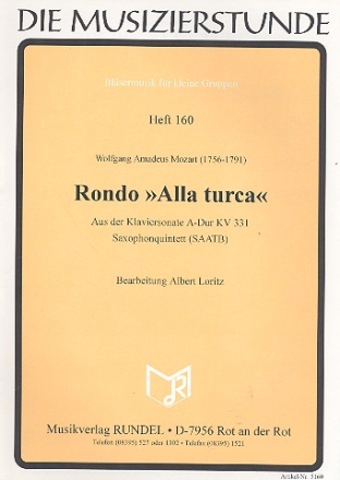 Rondo Alla Turca fr 5 Saxophone (SAATB) Partitur und Stimmen