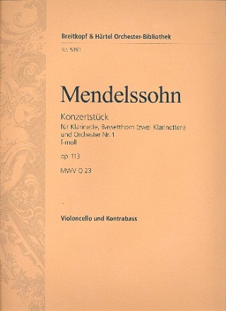 Konzertstck f-Moll Nr.1 op.113 fr Klarinette, Bassetthorn (2 Klarinetten) und Orchester Violoncello / Kontrabass