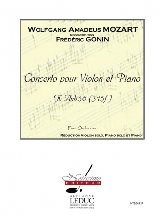 Concerto KV315F pour violon et piano rduction violon solo, piano solo et piano (partition)