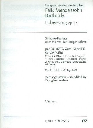 Sinfonie B-Dur Nr.2 op.52 (Lobgesang) fr Soli, gem Chor und Orchester Violine 2