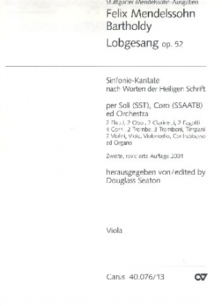 Sinfonie B-Dur Nr.2 op.52 (Lobgesang) fr Soli, gem Chor und Orchester Viola