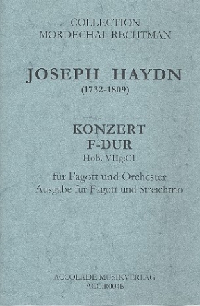 Konzert F-Dur Hob.VIIg:C1 fr Fagott und Orchester fr Fagott, Violine, Viola und Violoncello,  Partitur und Stimmen