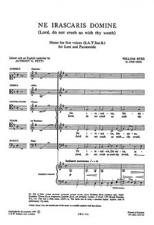 Ne Irascaris Domine for 5 voices (SATBBar) and piano score