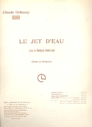 Le jet d'eau pour chant et orchestre pour chant (moyenne) et piano (en/frz)