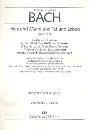 Herz und Mund und Tat und Leben Kantate Nr.147 BWV147a Violoncello/Violone (Kontraba)