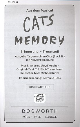 Memory aus 'Cats' fr gem Chor und Klavier Chorpartitur