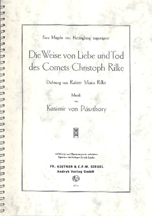 Die Weise vom Liebe und Tod des Cornets Christoph Rilke Melodram fr Sprecher und Klavier (Kopie)