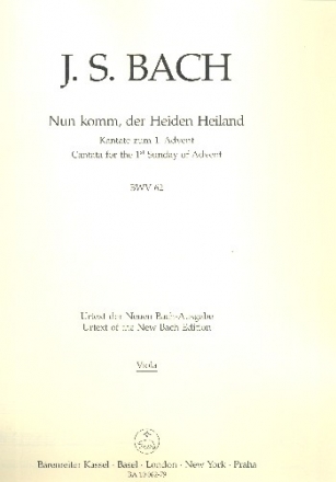 Nun komm, der Heiden Heiland Kantate Nr.62 BWV62 Viola