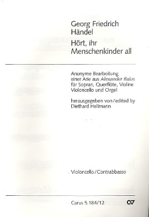 Hrt ihr Menschenkinder all fr Sopran, Querflte, Violine, Violoncello und Orgel Violoncello/Kontrabass