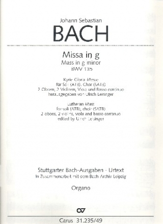 Messe g-Moll BWV235 fr Soli, gem Chor und Orchester Orgel