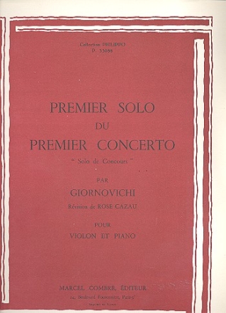 Solo no.1 du concert no.1 pour violon et orchestre pour violon et piano