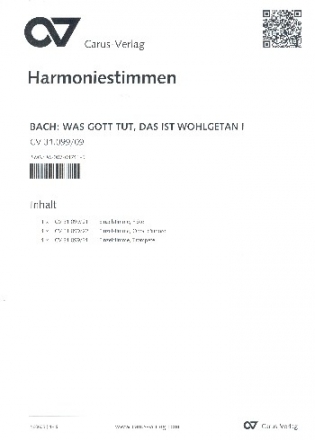 Was Gott tut das ist wohlgetan Kantate Nr.99 BWV99 Harmonie