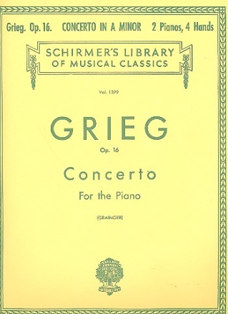 Concerto in a minor op.16 for piano and orchestra for 2 pianos 4 hands score