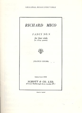 Fancy no.9 for 4 viols (string quartet/ recorder quartet) score and parts