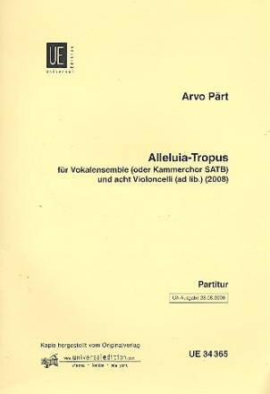 Alleluja-Tropus fr Vokalensemble (Kammerchor (SATB)), 8 Violoncelli Partitur (Verlagskopie)