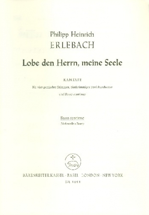 Lobe den Herrn meine Seele fr gem Chor, Streichorchester und Bc Violoncello / Kontraba