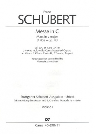 Messe C-Dur op.48 D452 fr Soli, Chor, Orchester und Orgel Violine 1