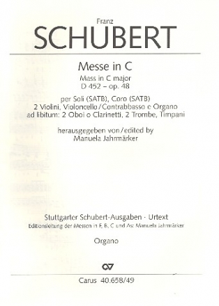 Messe C-Dur op.48 D452 fr Soli, Chor, Orchester und Orgel Orgel