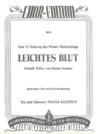 Leichtes Blut fr gem Chor und Klavier Partitur