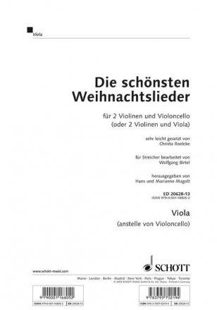 Die schnsten Weihnachtslieder fr 2 Violinen und Violoncello (mit Text) Viola (statt Violoncello)