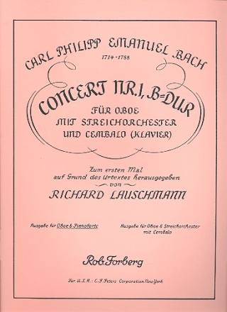 Konzert B-Dur fr Oboe, Streichorchester und Cembalo fr Oboe und Klavier