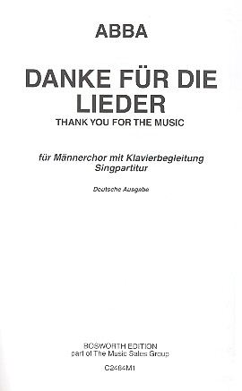 Danke fr die Lieder fr Mnnerchor und Klavier Chorpartitur