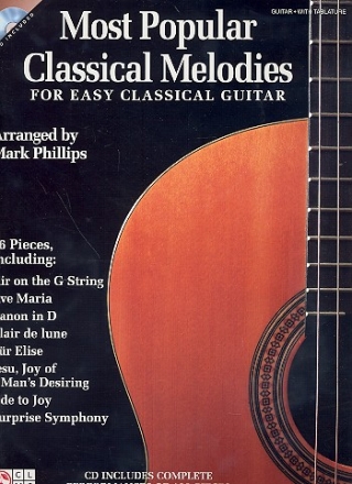 Most popular classical Melodies (+audio access) for easy guitar/tab