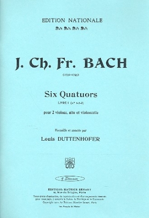 6 Quatuors vol.1 (nos.1-3) pour 2 violons, alto et violoncelle parties