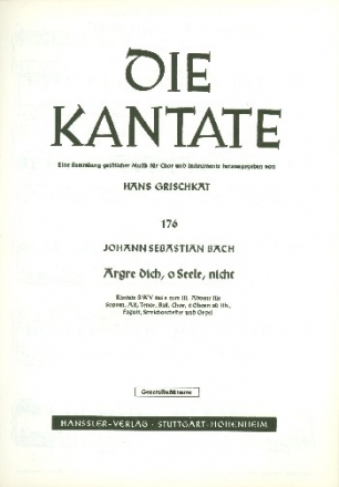 rgre dich, o Seele, nicht Kantate Nr.186 BWV186A Orgel