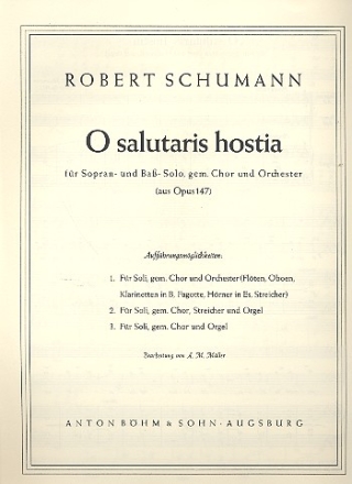 O salutaris hostia  fr Soli, gem Chor und Orchester (Orgel) Orgelauszug