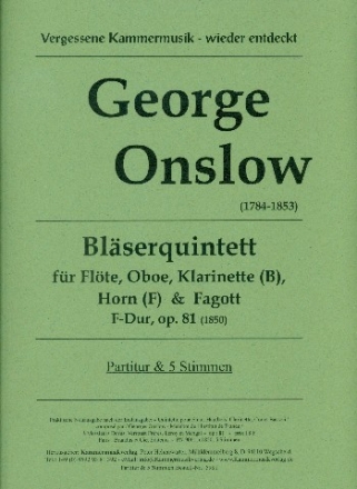 Quintett F-Dur op.81 fr Flte, Oboe, Klarinette, Horn und Fagott Partitur und Stimmen