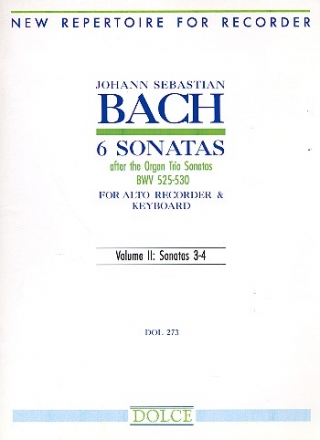 6 Sonatas after the Organ Trio Sonatas BWV525-530 vol.2 (nos.3-4) for alto recorder and keyboard