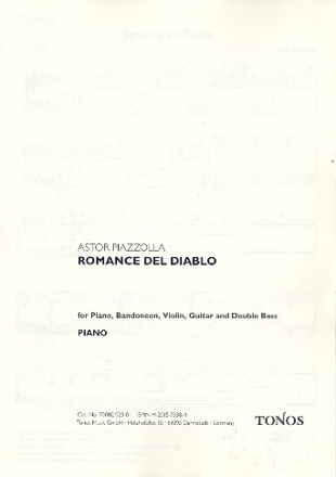 Romance del diabolo for piano, bandoneon, violin, guitar and double bass Set of parts