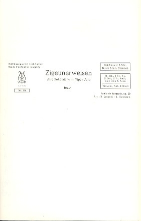 Zigenuerweisen op.20 fr Salonorchester Direktion und Stimmen