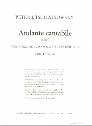 Andante Cantabile fr Violoncello solo und Streicher (1888) Violoncello solo