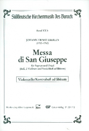 Messa di San Giuseppe fr Sopran und Orgel (Streicher ad lib) Violoncello/Kontrabass