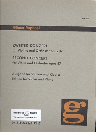 Konzert Nr.2 op.87 fr Violine und Orchester fr Violine und Klavier