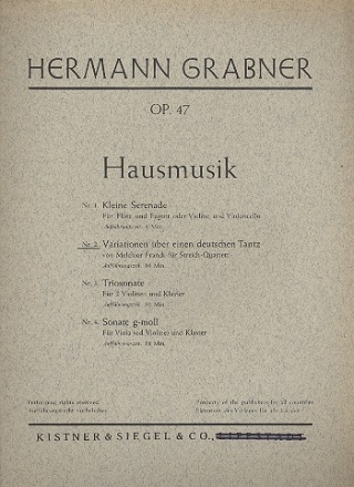 Variationen ber einen deutschen Tanz von Melchior Frank op.47,2 fr Streichquartett,  Stimmen