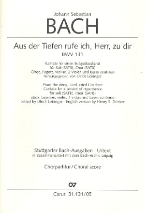 Aus der Tiefen rufe ich Herr zu dir Kantate Nr.131 BWV131 Chorpartitur (Fassung g-Moll)