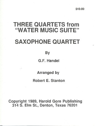 Water Music (Selections) for 4 saxophones (AATBar) score and parts