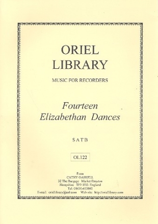 14 Elizabethan Dances . for 4 recorders (SATB) score and parts