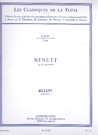 Menuet de M. Duport pour flute et piano