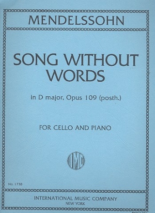 Song without Words D major op.109 for cello and piano