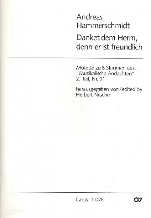 Danket dem Herrn denn er ist freundlich fr gem Chor (SSATTB) a cappella,  Partitur