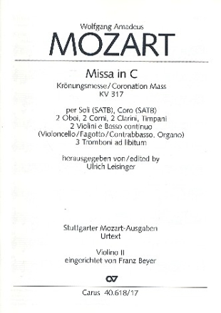 Missa C-Dur KV317 fr Soli, gem Chor und Orchester Violine 2