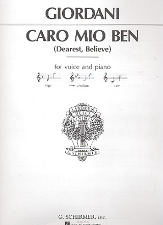 Caro mio ben fr Gesang (mittel) und Klavier (it/en)