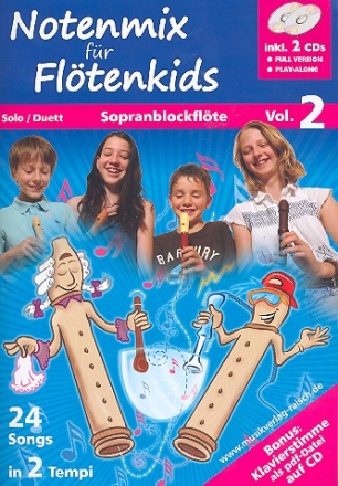 Notenmix fr Fltenkids Band 2 (+2 CD's) fr 1-2 Sopranblockflten Spielpartitur