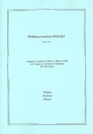 Sonata in C Major KV292 (KV196c) for oboe (flute/violin) and organ (piano/cembalo)