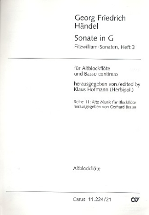 Sonate G-Dur fr Altblockflte und Bc Fltenstimme