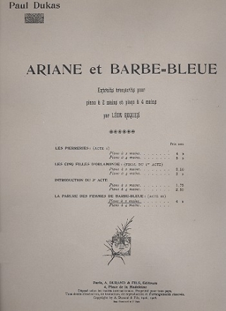 La parure des femmes de barbe-bleue pour piano